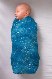 ORGANIC SWADDLE SET - FLY ME TO THE MOON (Starry Night + Hot Air - The Little Big Store