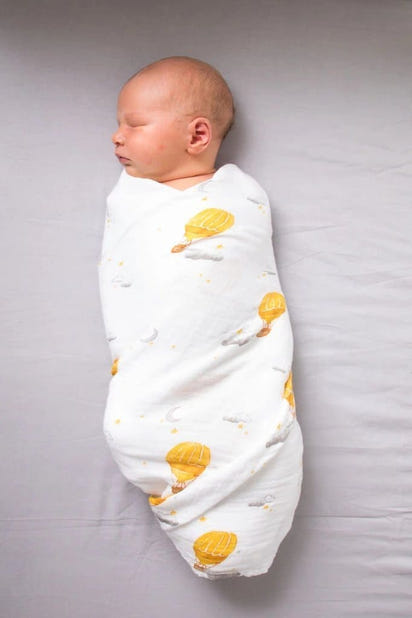 ORGANIC SWADDLE SET - FLY ME TO THE MOON (Starry Night + Hot Air - The Little Big Store