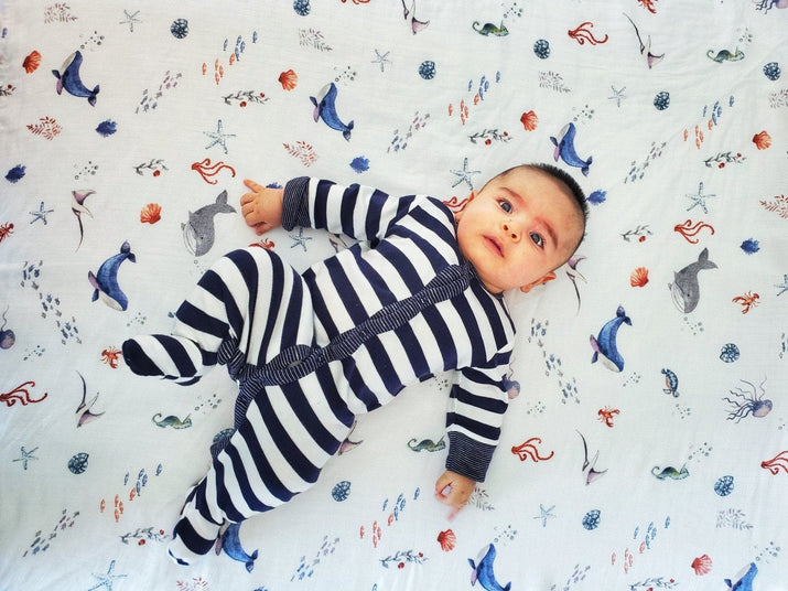 ORGANIC SWADDLE - UNDER THE SEA - The Little Big Store