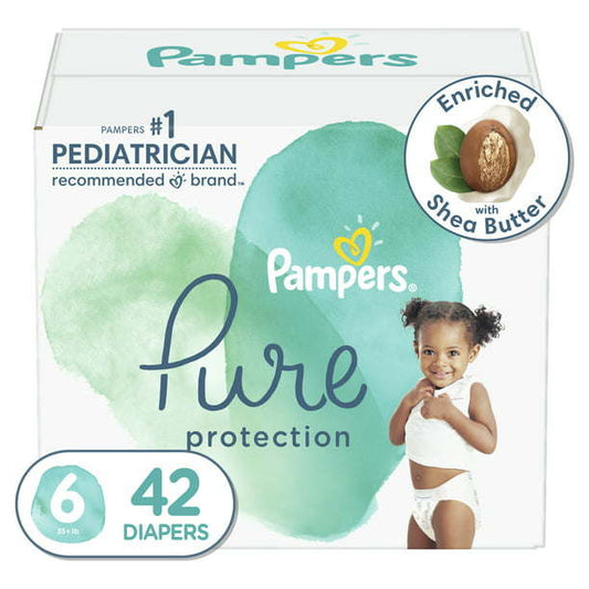 Pampers Pure Protection Natural Diapers Size 6, 42 Count - The Little Big Store