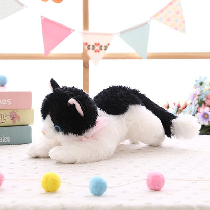 Purr-fect Companionship: New Cute Plush Cat – White & Black Soft Stuffed Toy for Kids, a Cuddly Gift for Boys and Girls! 🐾🎁 - The Little Big Store