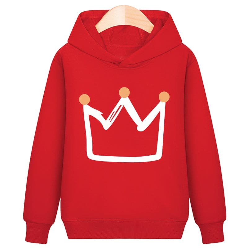 Regal Warmth: Crown Hooded Plus Velvet Sweatshirt – Royally Cozy Chic for Every Little Monarch! - The Little Big Store
