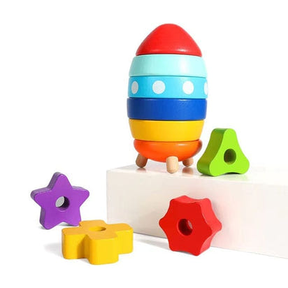 🚀 Rocket Discovery: Wooden Sorting Toy for Little Explorers - The Little Big Store