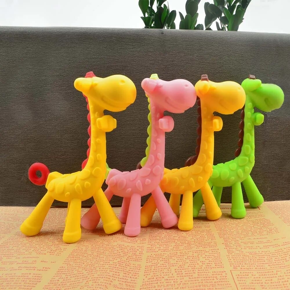 Silicone Giraffe Baby Teether: The Perfect Animal Teething Toy for Newborns - Care, Comfort, and Fun in One! - The Little Big Store