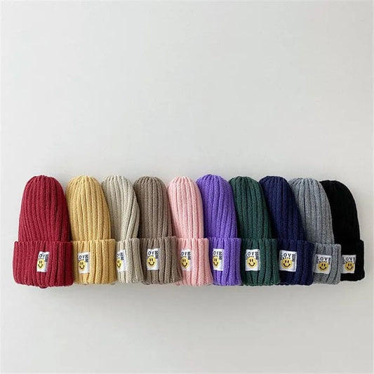 SmileTots: Toddler Ribbed Knit "LOVE SMILE" Beanie - The Little Big Store