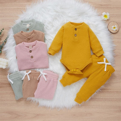 Twice the Charm: 2Pcs Suit Toddler Long Sleeve Romper Set for Style and Comfort! - The Little Big Store